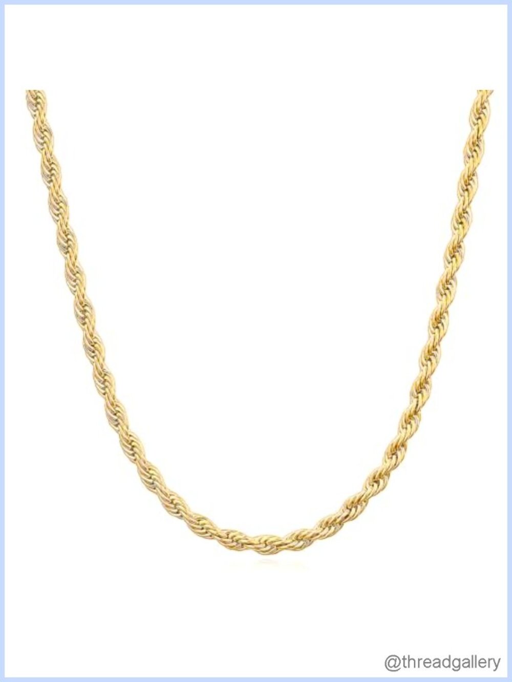 14K Yellow Gold Twisted Rope Chain Necklace 16 Inch 2mm Unisex